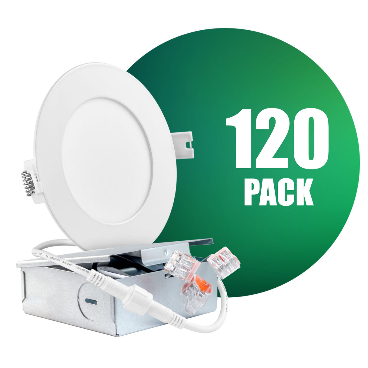 QPlus Spot LED encastrable fin de 10,2 cm avec boîte de jonction en métal, 10 W, 750 lm, CCT unique, intensité variable, certifié Energy Star, homologué ETL, classé IC, emplacement humide, garantie 5 ans, blanc
