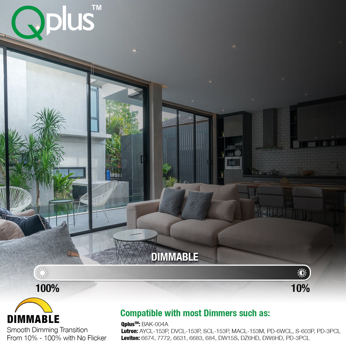 Ampoule LED encastrable QPlus PAR16, 7 W, 500 lm, 1 CCT (2 700 K/3 000 K/4 000 K/5 000 K/6 500 K), angle de faisceau 40°, intensité variable, culot à vis moyen E26, col court, certifié Energy Star, liste UL, garantie 3 ans.