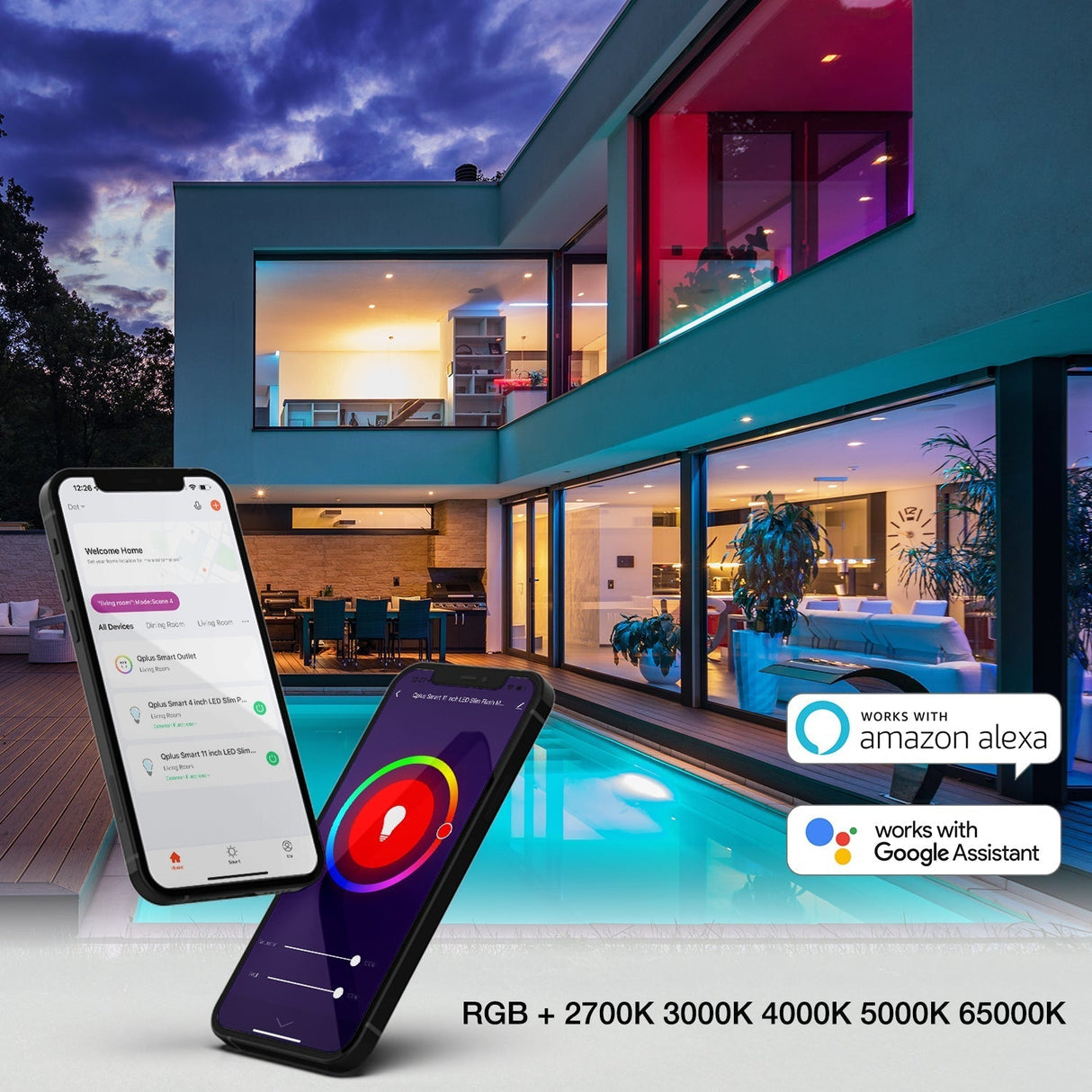 4 Inch Smart Recessed LED Lighting, Slim, WiFi-No Hub, RGB 16 Million Colors & Tunable White (2700K-6500K), Wet Rated, Works with Alexa & Google Assistant (Trims separate)