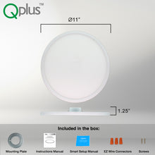 Load image into Gallery viewer, QPlus LED Recessed Smart Flush Mount (WiFi - No Hub),11 Inch, 12W, 850LM, RGB 16 million colors &amp; Tunable White 2700K to 6500K, Dimmable, Energy Star Certified, ETL Listed, Wet Rated, 5 Year Warranty, White Trim
