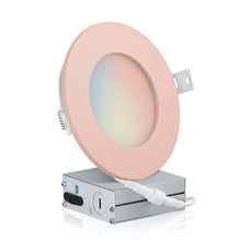 Charger l&#39;image dans la galerie, QPlus Lampe LED encastrable fine de 10,2 cm avec boîte de jonction en métal, 10 W, 750 lm, 4 CS (3 000 K/4 000 K/5 000 K/6 500 K/interrupteur), intensité variable, certifié Energy Star, répertorié ETL, classé IC, classé humide, garantie de 5 ans
