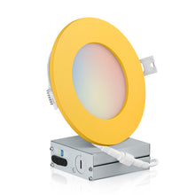 Charger l&#39;image dans la galerie, QPlus Lampe LED encastrable fine de 10,2 cm avec boîte de jonction en métal, 10 W, 750 lm, 4 CS (3 000 K/4 000 K/5 000 K/6 500 K/interrupteur), intensité variable, certifié Energy Star, répertorié ETL, classé IC, classé humide, garantie de 5 ans
