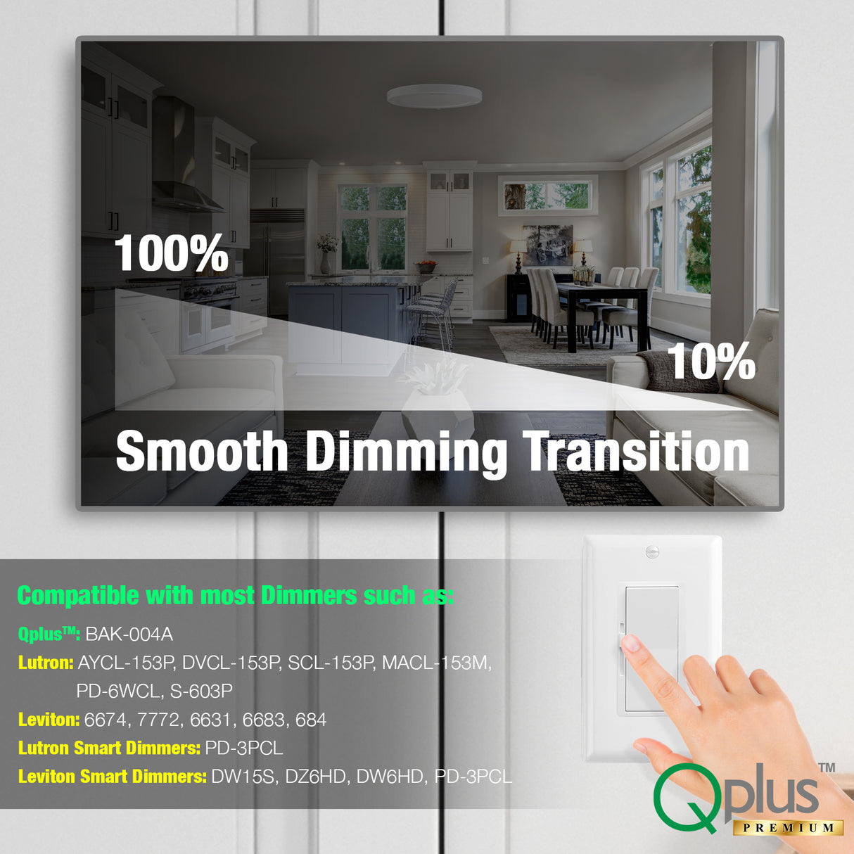 QPlus 9 pouces 4CCT réglable multi couleur température LED détecteur de mouvement encastré 16 W (blanc, argent et bronze)