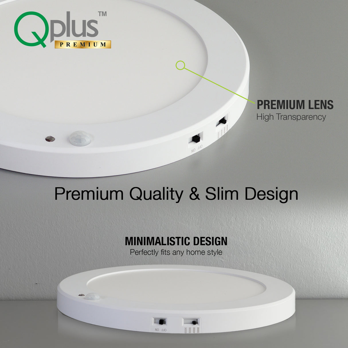 QPlus 9 pouces 4CCT réglable multi couleur température LED détecteur de mouvement encastré 16 W (blanc, argent et bronze)