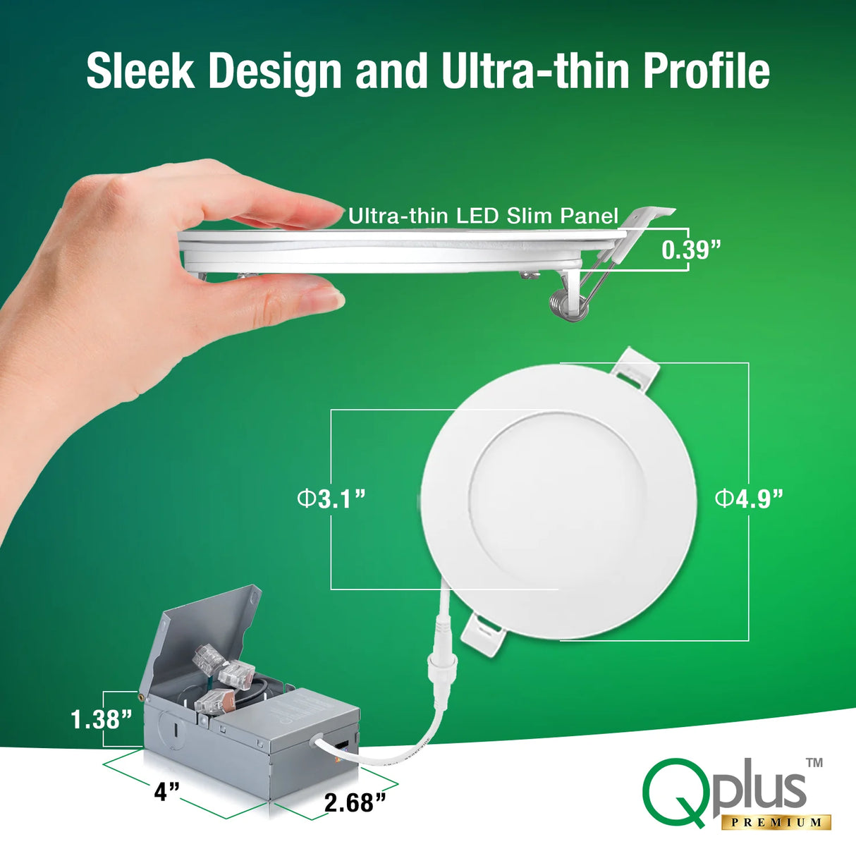 4 Inch Recessed LED Lighting, Slim, 5CCT Color Selectable, Wet Rated with EZ (4 port) Connector
