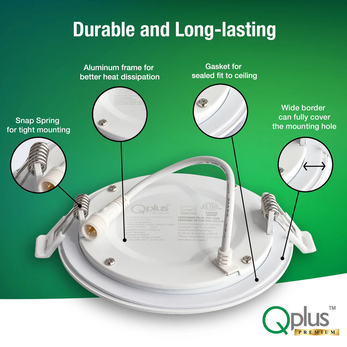 4 Inch Recessed LED Lighting, Slim, 5CCT Color Selectable, Wet Rated with EZ (4 port) Connector