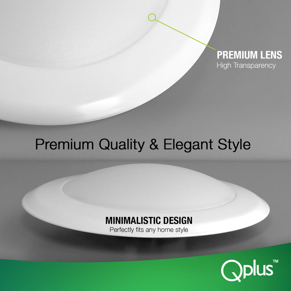 QPlus Plafonnier LED rond à intensité variable de 7,5 pouces, 15 W/1 050 lumens