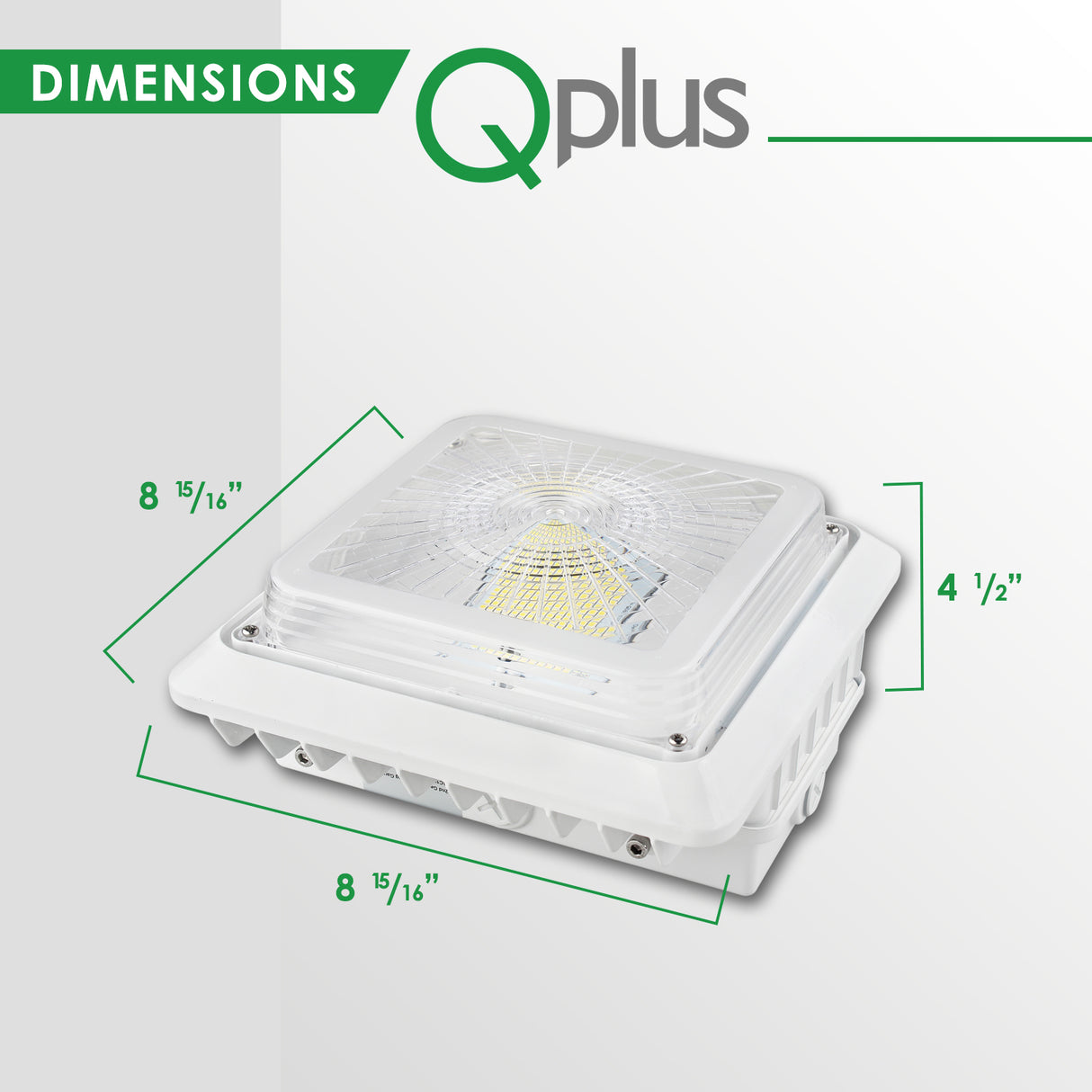 QPLUS Éclairage LED pour auvent de garage/stationnement en 55 W – Lumière du jour 5 000 K – IP65/cULus 120 V – 277 Volts