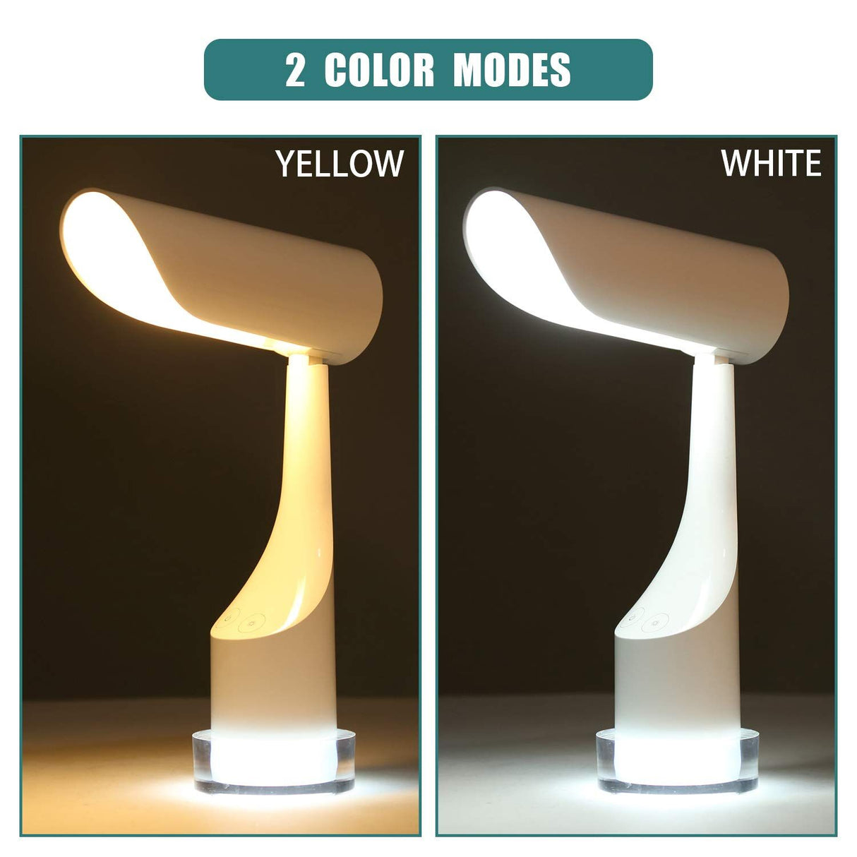 Lampe de table cylindrique rechargeable QPlus pour salle d'étude - 2 modes de couleur et base de lumière colorée