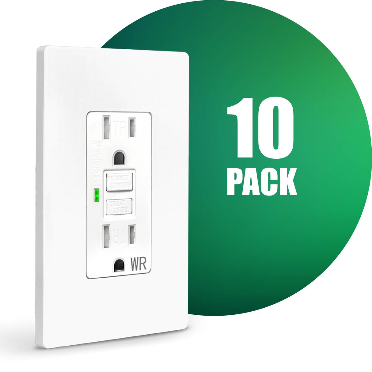 QPlus Prise de courant GFCI 15 A inviolable et résistante à l'eau avec indicateur LED 1875 W – Certifié UL