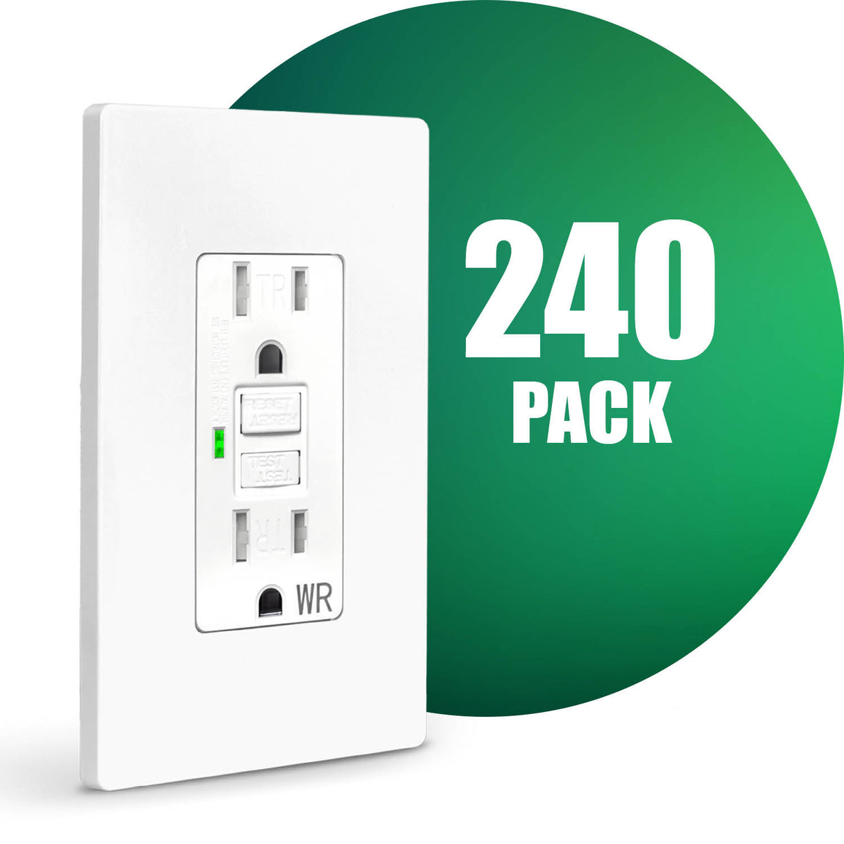 QPlus Prise de courant GFCI 15 A inviolable et résistante à l'eau avec indicateur LED 1875 W – Certifié UL