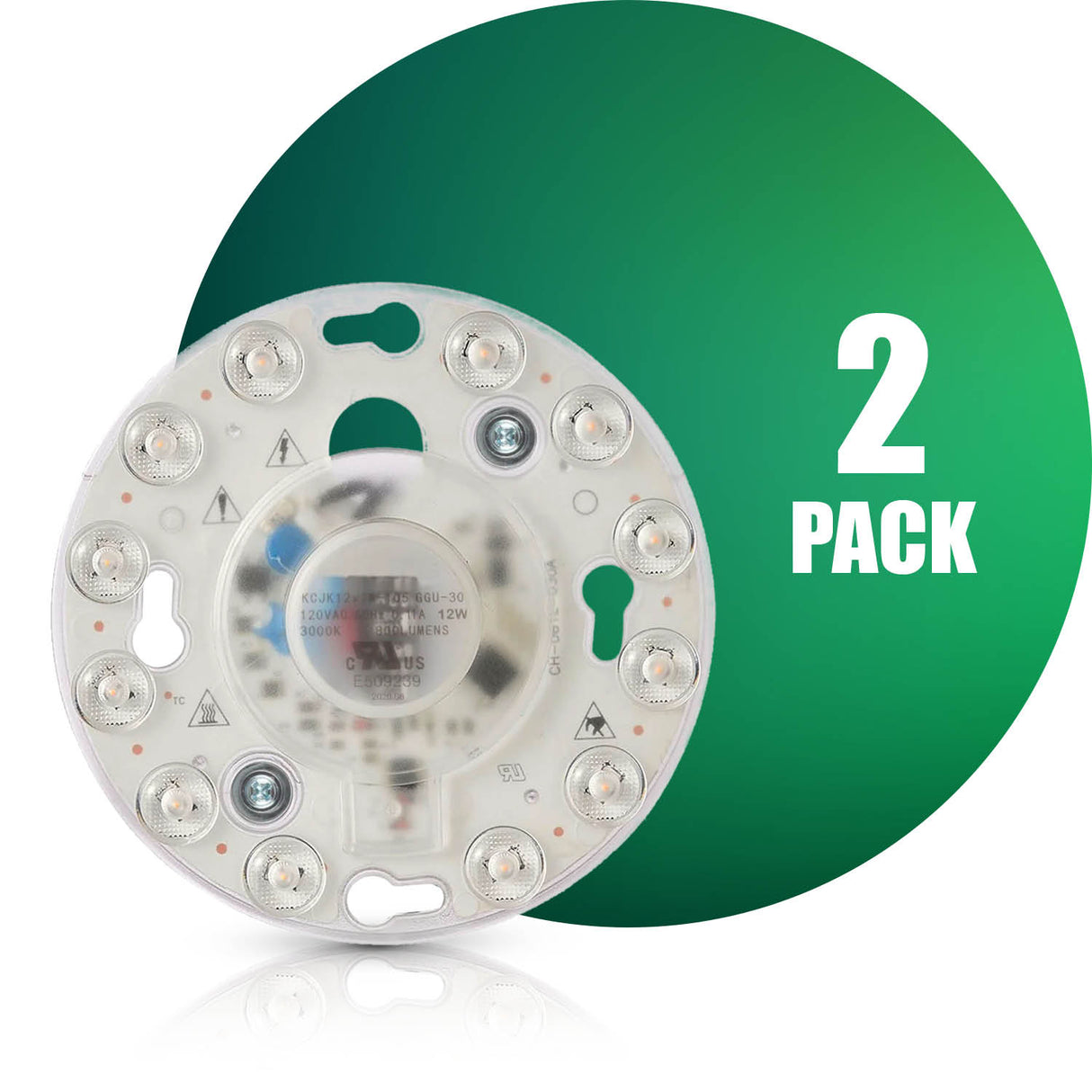 Panneau de module circulaire LED QPlus, lumière de remplacement, 4,1 pouces, 12 W, 800 lm, 1 CCT (3 000 K/4 000 K/5 000 K), intensité variable, certifié Energy Star, liste ETL, garantie 5 ans