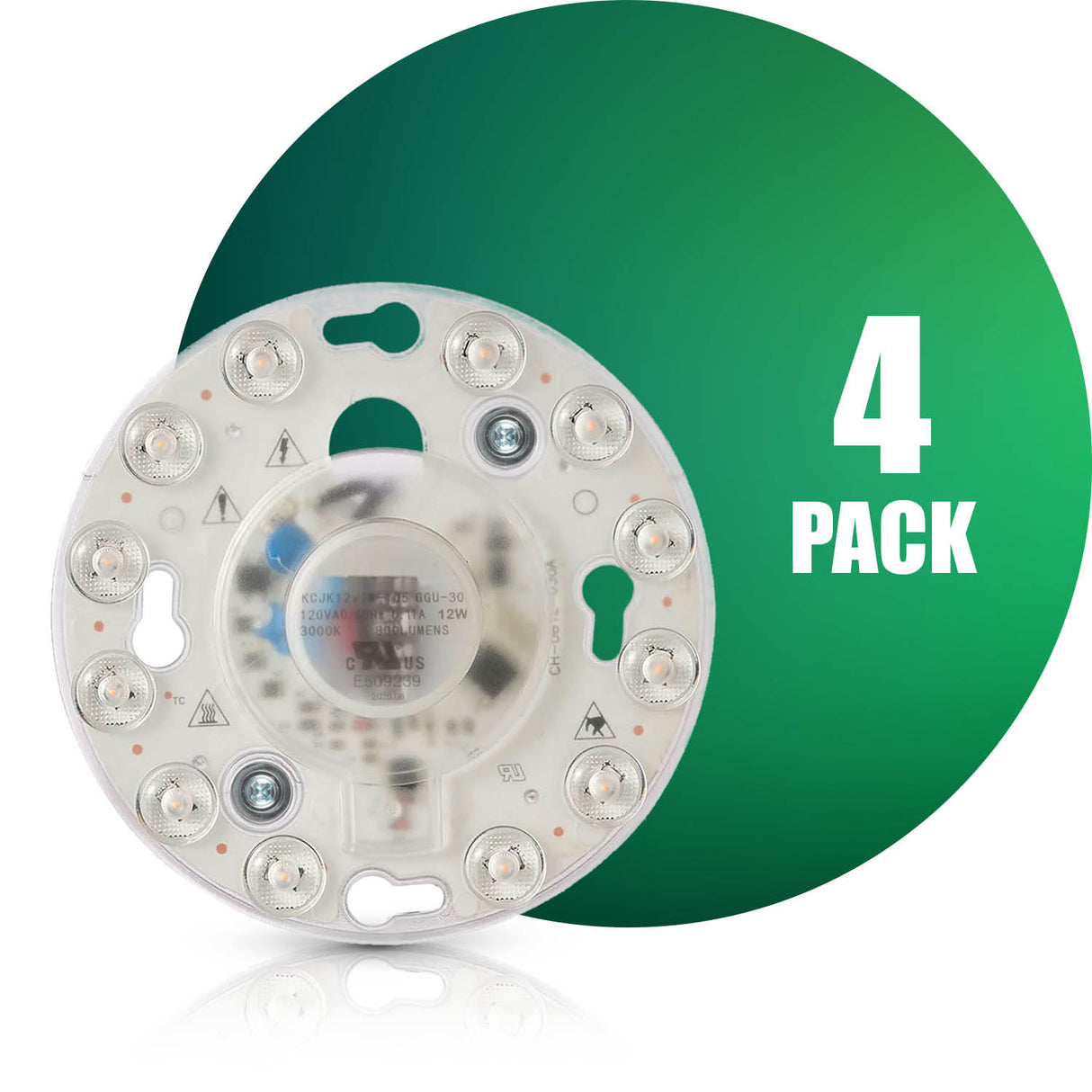 Panneau de module circulaire LED QPlus, lumière de remplacement, 4,1 pouces, 12 W, 800 lm, 1 CCT (3 000 K/4 000 K/5 000 K), intensité variable, certifié Energy Star, liste ETL, garantie 5 ans