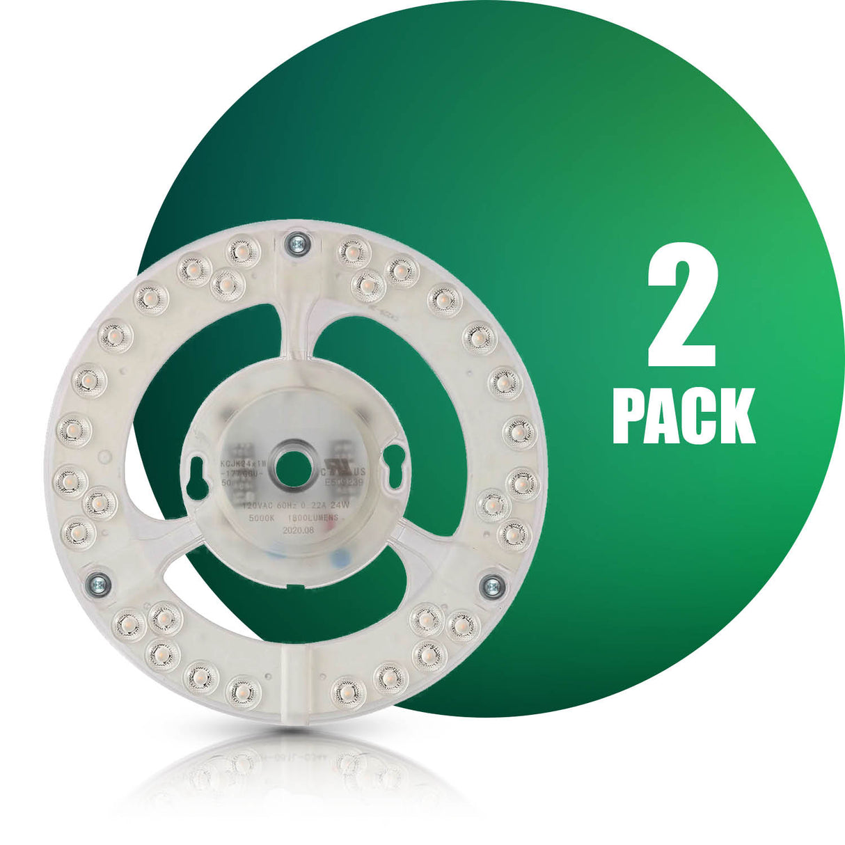 QPlus Panneau de module circulaire LED, lumière de remplacement, 7 pouces, 24 W, 1800 lm, 1 CCT (3 000 K/4 000 K/5 000 K), variable, compatible avec les luminaires encastrés de 11 à 13 pouces, certifié Energy Star, répertorié ETL, garantie de 5 ans