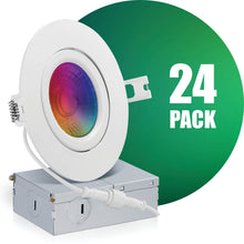 Charger l&#39;image dans la galerie, 4 Inch Narrow Gap Smart Recessed LED Lighting, Gimbal, RGB 16 Million Colors &amp; Tunable White (2700K-6500K), Wet Rated
