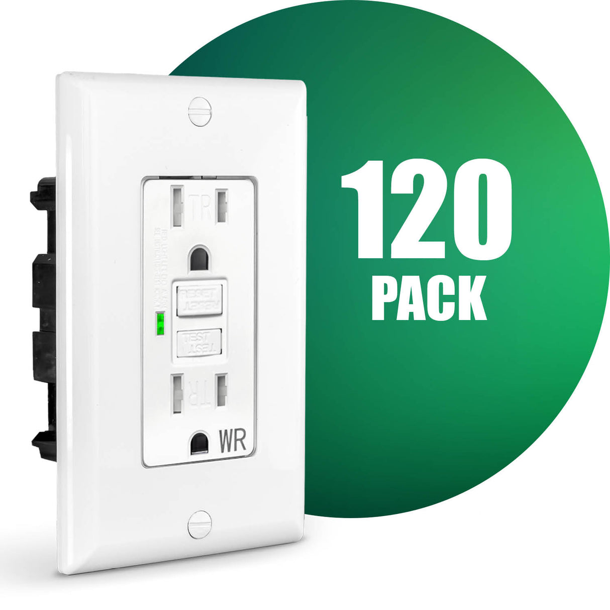 QPlus Prise de courant GFCI 15 A inviolable et résistante à l'eau avec indicateur LED 1875 W – Certifié UL