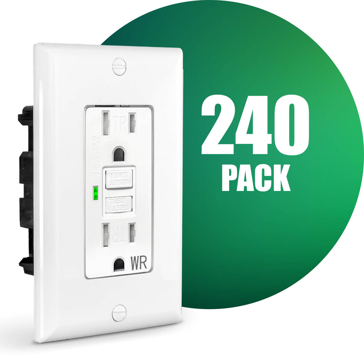 QPlus Prise de courant GFCI 15 A inviolable et résistante à l'eau avec indicateur LED 1875 W – Certifié UL