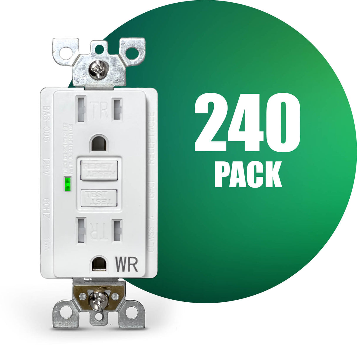 QPlus Prise de courant GFCI 15 A inviolable et résistante à l'eau avec indicateur LED 1875 W – Certifié UL