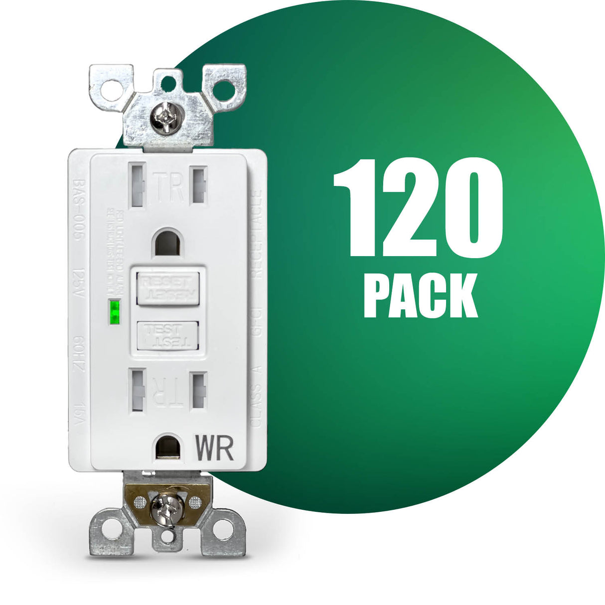QPlus Prise de courant GFCI 15 A inviolable et résistante à l'eau avec indicateur LED 1875 W – Certifié UL
