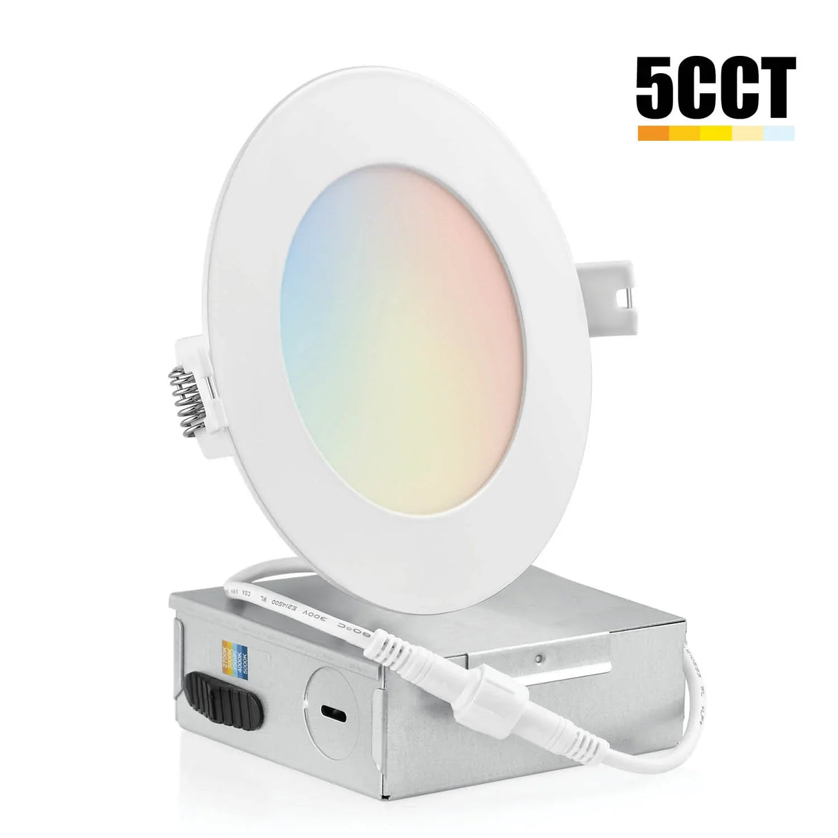 4 Inch Recessed LED Lighting, Slim, 5CCT Color Selectable, Wet Rated with EZ (4 port) Connector
