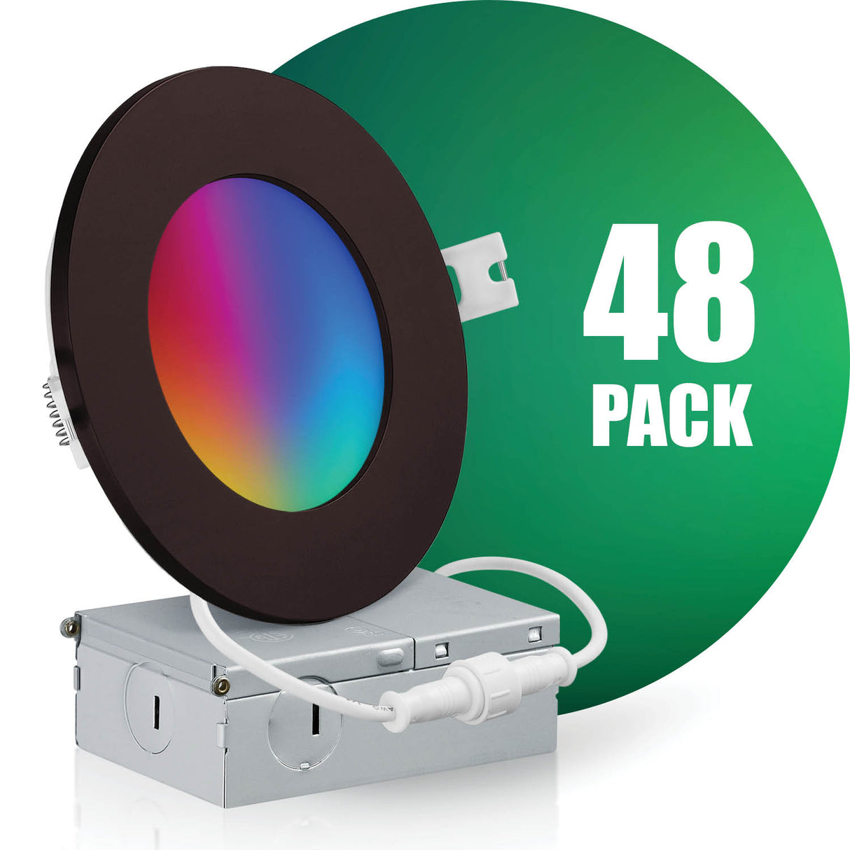 4 Inch Smart Recessed LED Lighting, Slim, WiFi-No Hub, RGB 16 Million Colors & Tunable White (2700K-6500K), Wet Rated, Works with Alexa & Google Assistant (Trims separate)