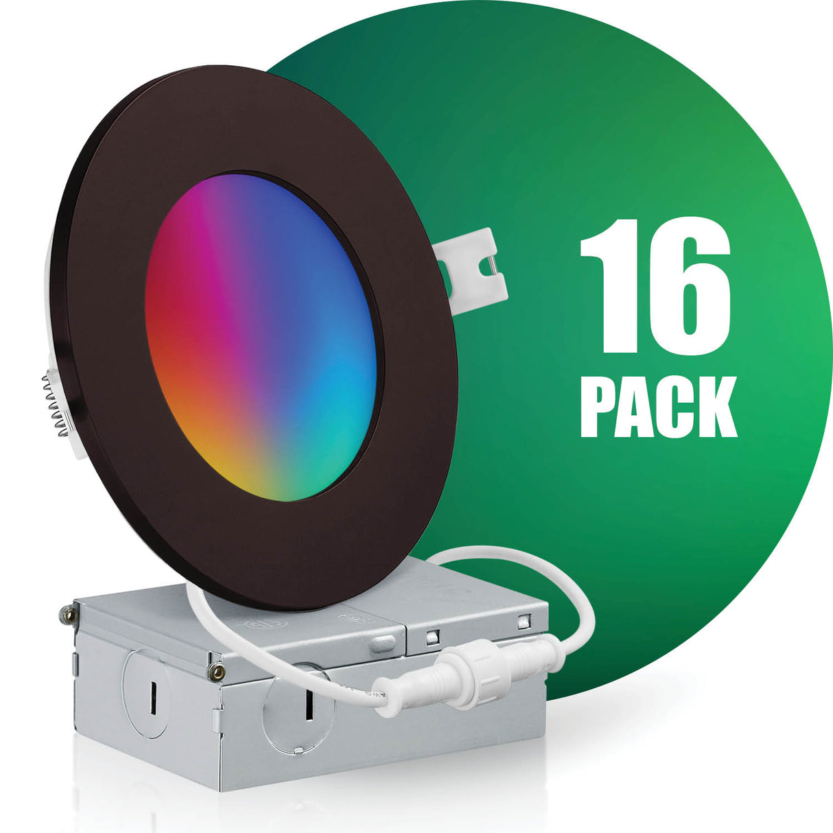 4 Inch Smart Recessed LED Lighting, Slim, WiFi-No Hub, RGB 16 Million Colors & Tunable White (2700K-6500K), Wet Rated, Works with Alexa & Google Assistant (Trims separate)