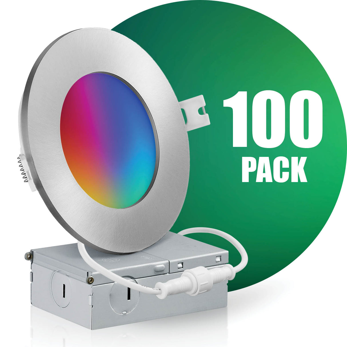 4 Inch Smart Recessed LED Lighting, Slim, WiFi-No Hub, RGB 16 Million Colors & Tunable White (2700K-6500K), Wet Rated, Works with Alexa & Google Assistant (Trims separate)