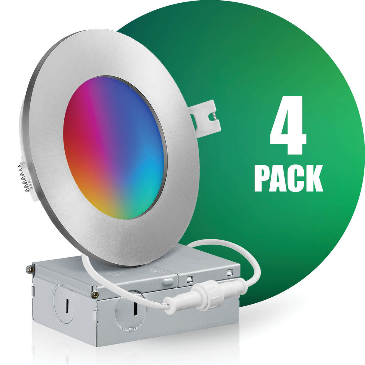 4 Inch Smart Recessed LED Lighting, Slim, WiFi-No Hub, RGB 16 Million Colors & Tunable White (2700K-6500K), Wet Rated, Works with Alexa & Google Assistant (Trims separate)