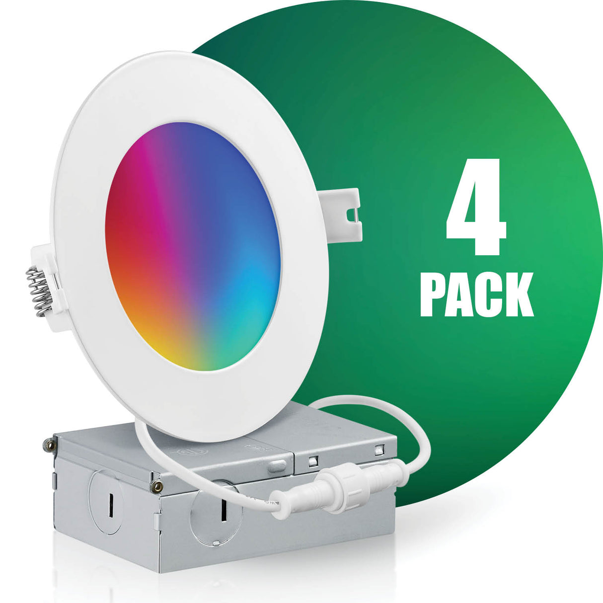 4 Inch Smart Recessed LED Lighting, Slim, WiFi-No Hub, RGB 16 Million Colors & Tunable White (2700K-6500K), Wet Rated, Works with Alexa & Google Assistant (Trims separate)