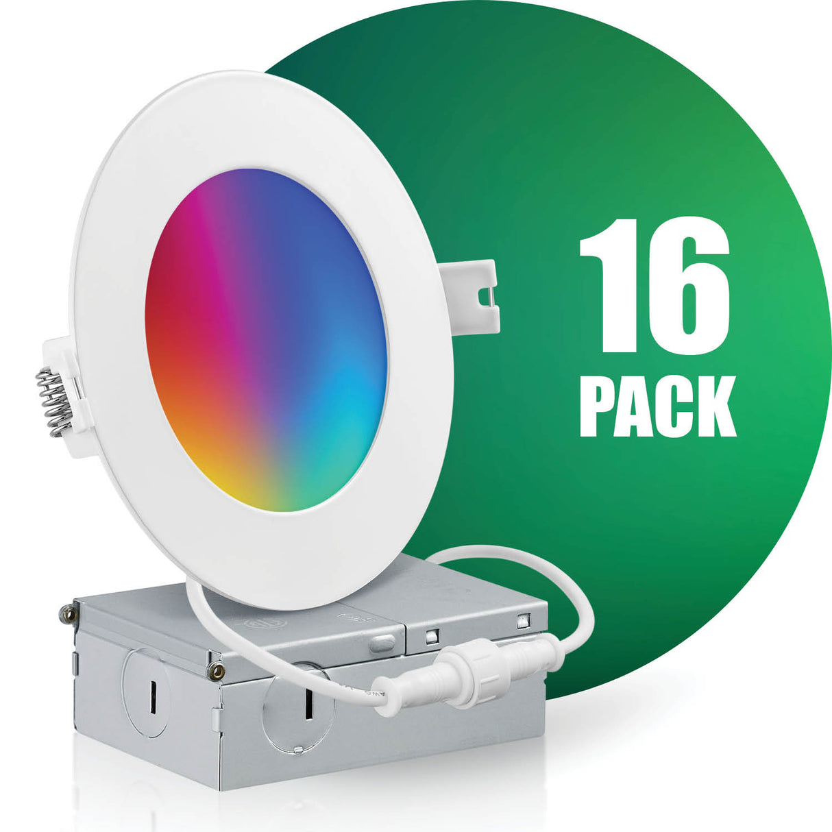 4 Inch Smart Recessed LED Lighting, Slim, WiFi-No Hub, RGB 16 Million Colors & Tunable White (2700K-6500K), Wet Rated, Works with Alexa & Google Assistant (Trims separate)