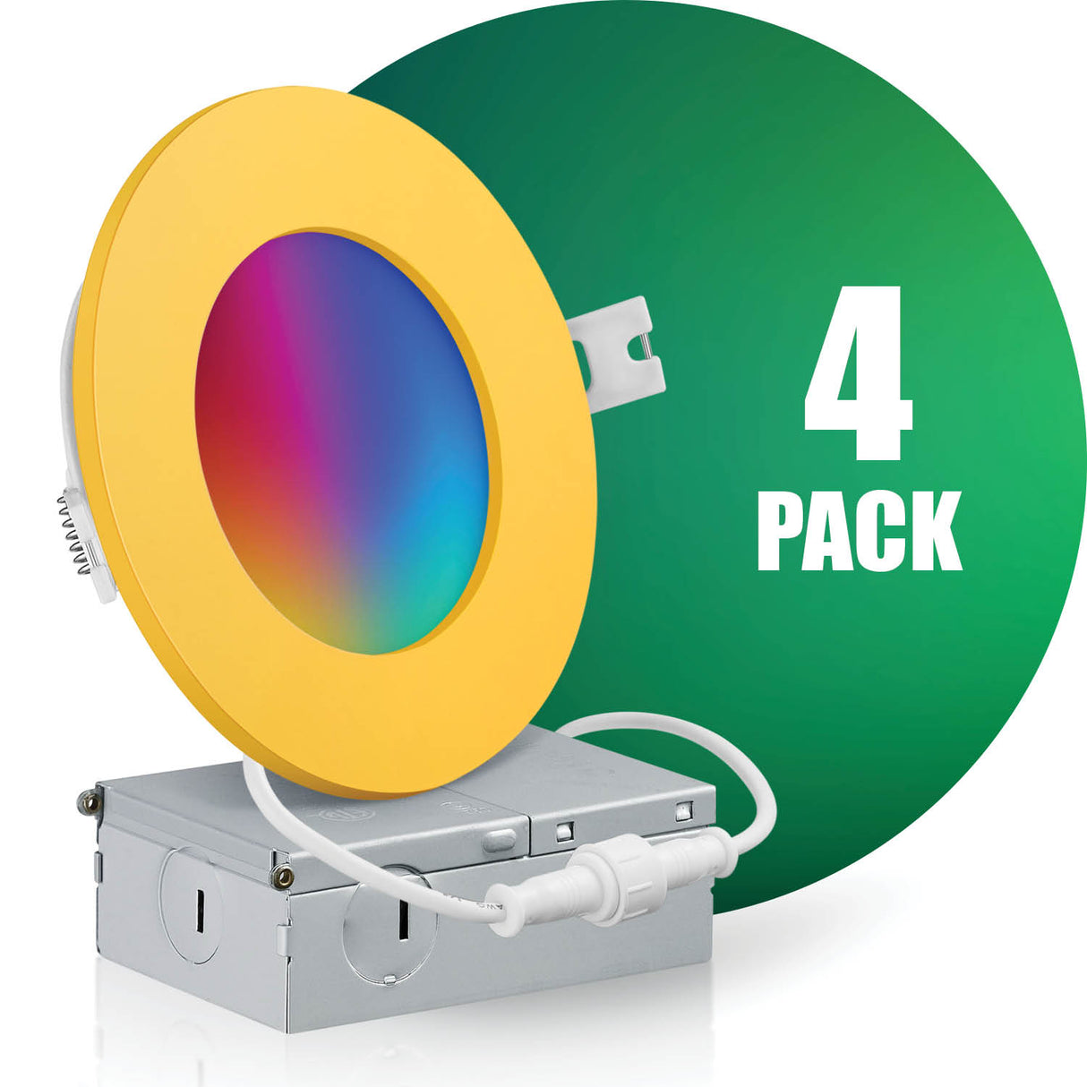 4 Inch Smart Recessed LED Lighting, Slim, WiFi-No Hub, RGB 16 Million Colors & Tunable White (2700K-6500K), Wet Rated, Works with Alexa & Google Assistant (Trims separate)