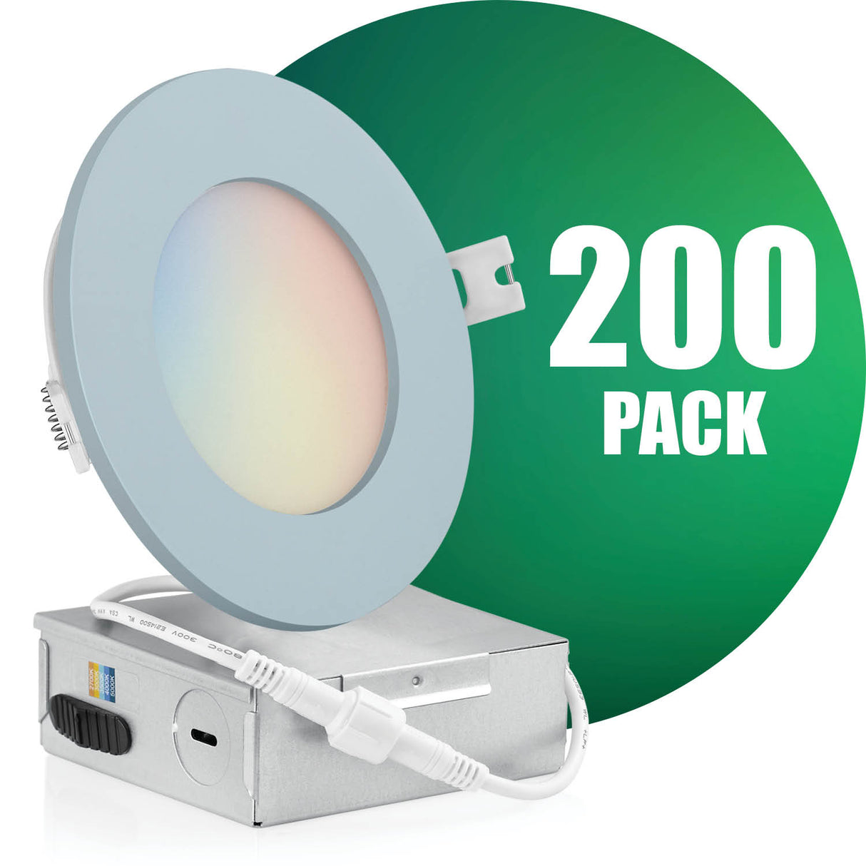 4 Inch Recessed LED Lighting, Slim, 5CCT Color Selectable, Wet Rated with EZ (4 port) Connector