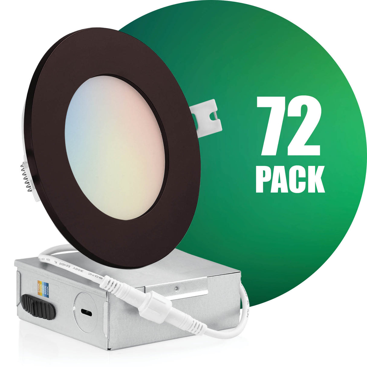 4 Inch Recessed LED Lighting, Slim, 5CCT Color Selectable, Wet Rated with EZ (4 port) Connector