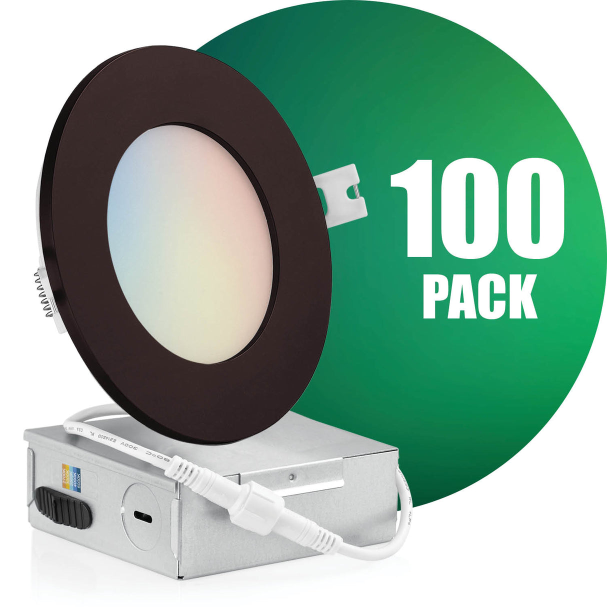 4 Inch Recessed LED Lighting, Slim, 5CCT Color Selectable, Wet Rated with EZ (4 port) Connector