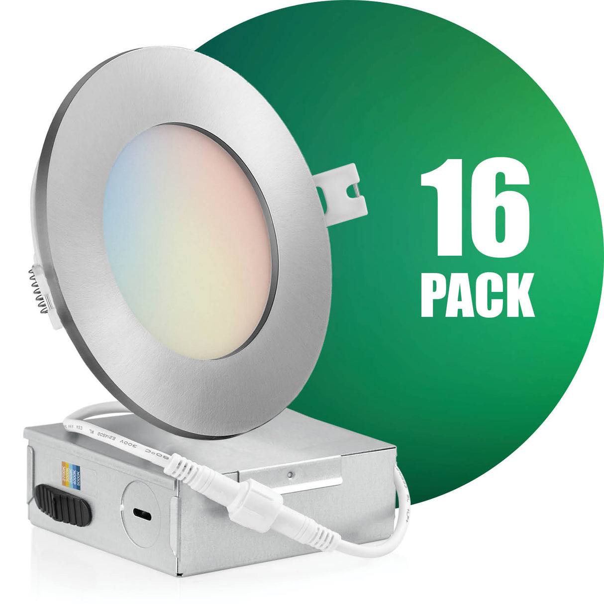 4 Inch Recessed LED Lighting, Slim, 5CCT Color Selectable, Wet Rated with EZ (4 port) Connector