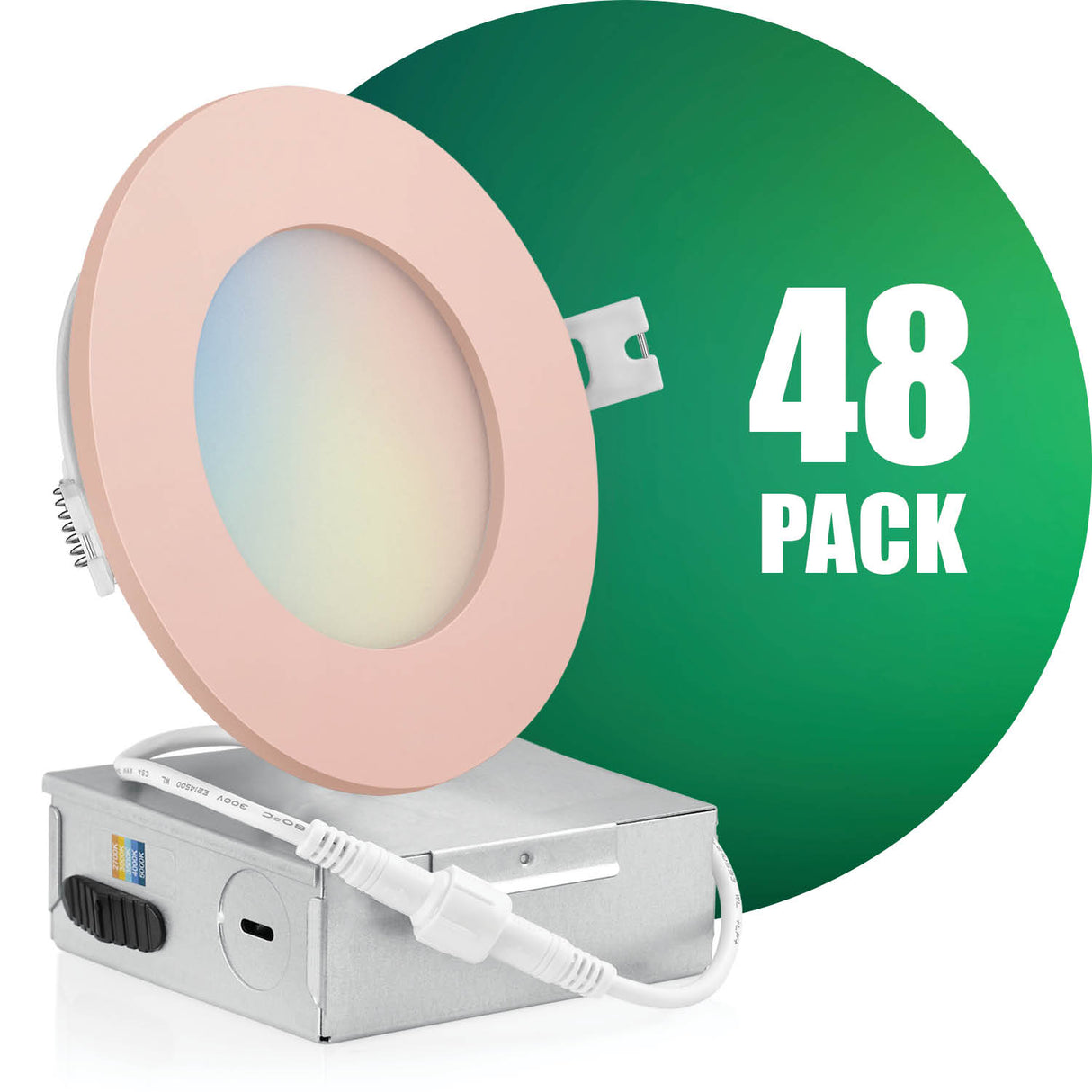4 Inch Recessed LED Lighting, Slim, 5CCT Color Selectable, Wet Rated with EZ (4 port) Connector