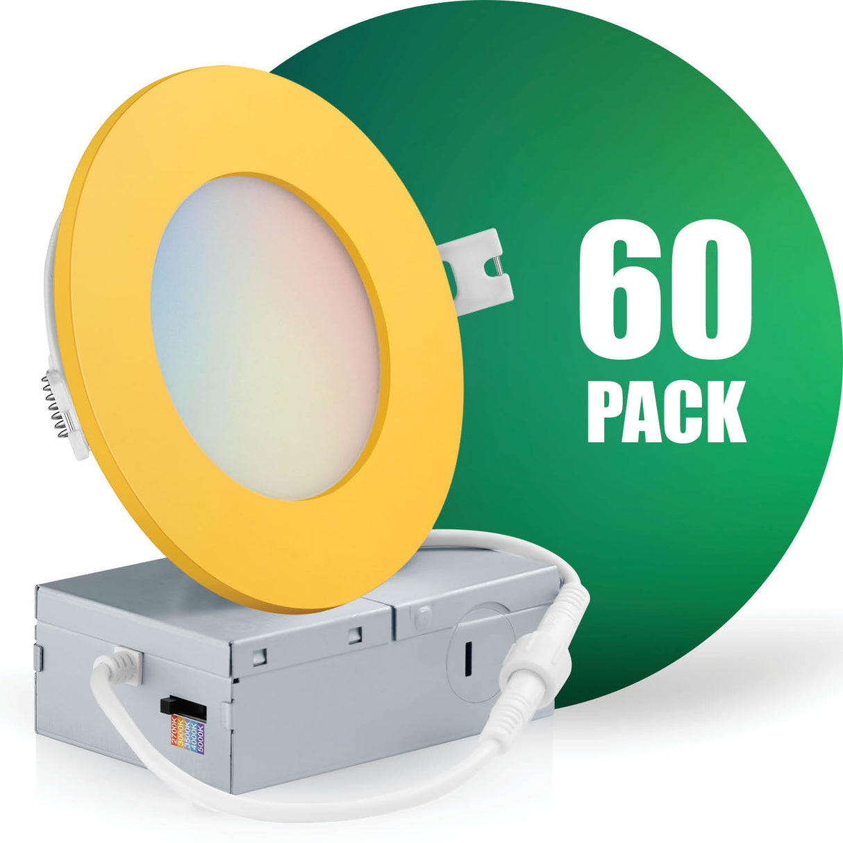 4 Inch Recessed LED Lighting, Slim, 5CCT Color Selectable, Wet Rated with EZ (4 port) Connector