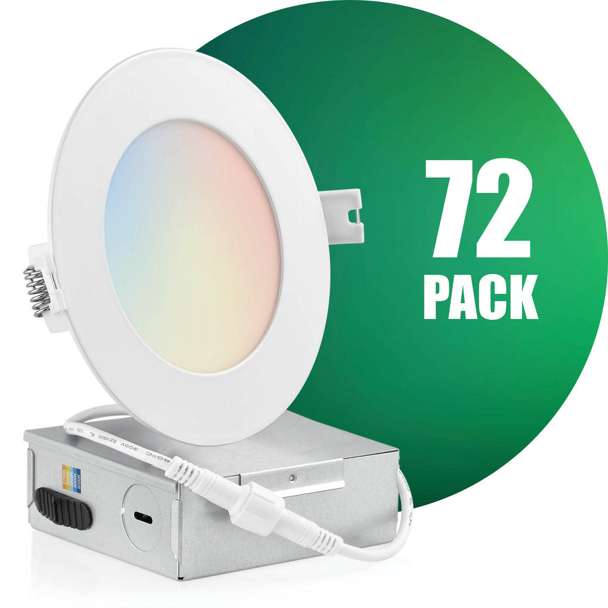 4 Inch Recessed LED Lighting, Slim, 5CCT Color Selectable, Wet Rated with EZ (4 port) Connector