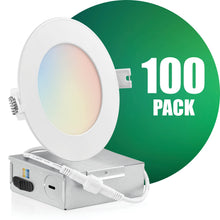 Load image into Gallery viewer, 4 Inch Recessed LED Lighting, Slim, 5CCT Color Selectable, Wet Rated with EZ (4 port) Connector
