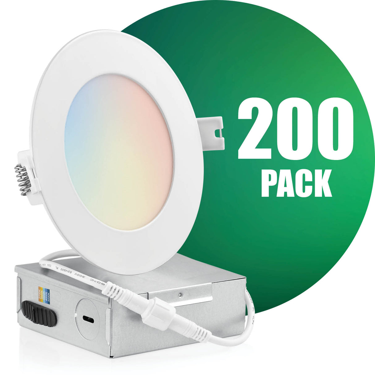 4 Inch Recessed LED Lighting, Slim, 5CCT Color Selectable, Wet Rated with EZ (4 port) Connector