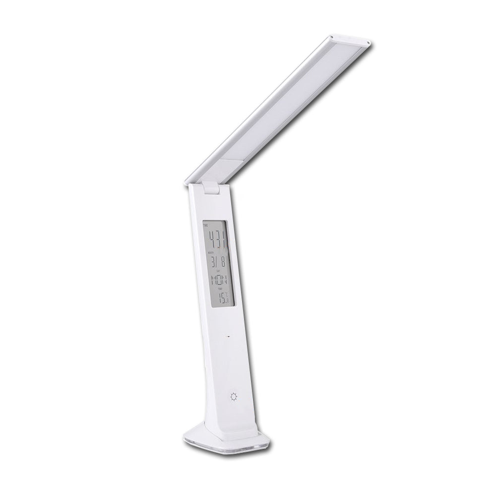 Lampe de bureau LED de style mince et élégante rechargeable QPlus avec affichage numérique - 3 niveaux de luminosité