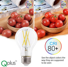 Load image into Gallery viewer, QPlus A19 LED Photocell Filament Light Bulb, 9W, 800LM, 1CCT(3000K/5000K), Non-Dimmable, Dusk to Dawn Sensor, Energy Star Certified, UL Listed, 3 Year Warranty
