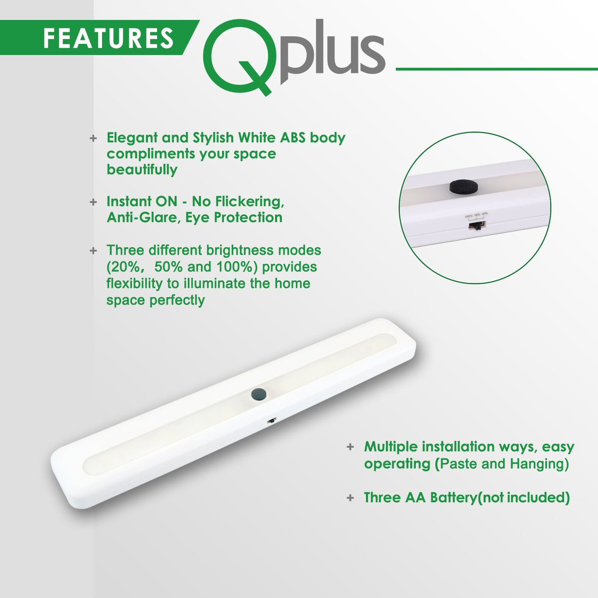 Lampe d'armoire LED à piles QPlus