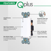 Load image into Gallery viewer, QPlus 3Way Universal Wall Switch with Wall Plate - cUL &amp; FCC Certified - QPlus Home - Brighten Your Life
