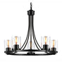 QPlus 5 Light Rustic Round Chandelier Pendant Lamp with E26 Bulb base & Clear Glass Shades - Black / Bronze - QPlus Home - Brighten Your Life