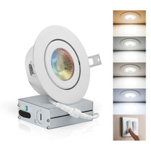 Load image into Gallery viewer, 4 Inch Airtight Recessed LED Lighting, Gimbal, 4CCT Color Selectable from Wall Switch, Wet Rated
