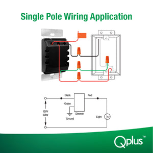 QPlus Premium Variateur 3 voies 2e génération avec plaque à vis – Certifié cUL et FCC (circuit numérique) – Noir