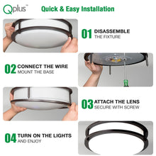 Load image into Gallery viewer, QPlus 15 Inch LED Flush Mount Ceiling Light, Double Ring 24 Watts 2000LM, 3CCT(3000K/4000K/5000K/Switch), Dimmable, Damp Rated
