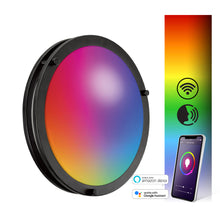 Load image into Gallery viewer, Qplus 12 Inch Smart LED Flush Mount Ceiling Light, Double Ring, WiFi-No Hub, RGB 16 Million Colors &amp; Tunable White (2700K-6500K)15 Watts 1250LM, Works with Alexa &amp; Google Assistant
