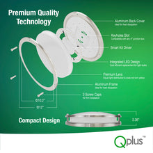 Charger l&#39;image dans la galerie, Qplus 12 Inch Smart LED Flush Mount Ceiling Light, Double Ring, WiFi-No Hub, RGB 16 Million Colors &amp; Tunable White (2700K-6500K)15 Watts 1250LM, Works with Alexa &amp; Google Assistant
